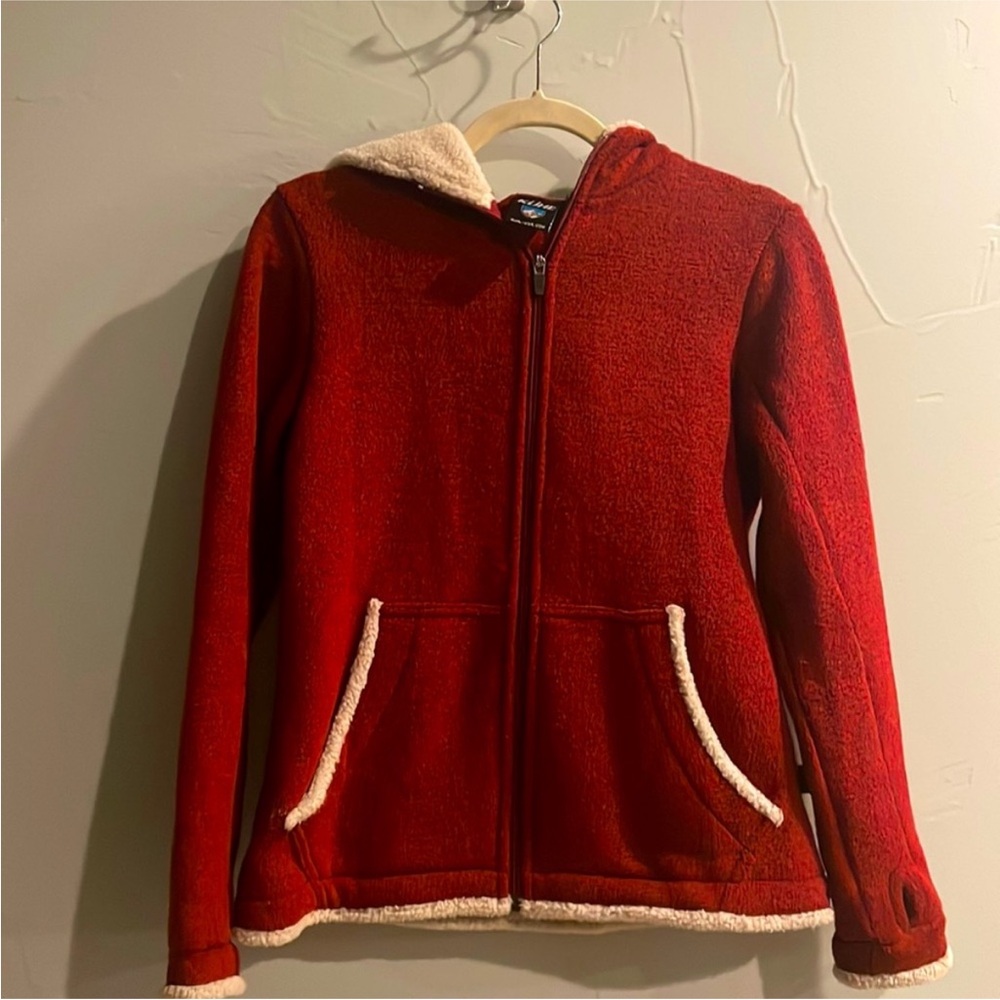Kuhl alpaca fleece jacket in red, size small